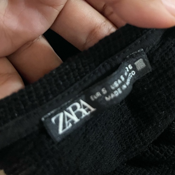 Zara Black Sheer Sleeves Ribbed Top - Picture 5 of 8